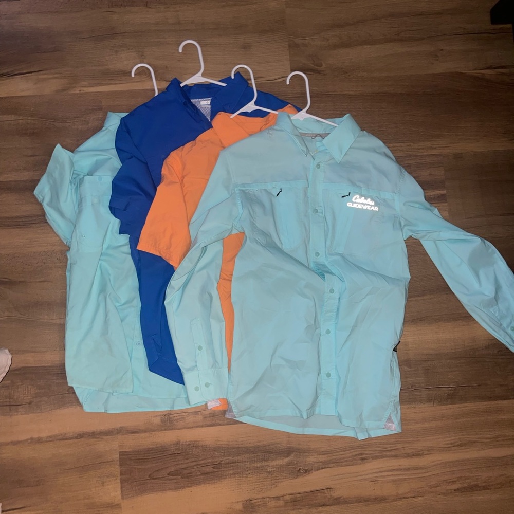 Lot of 4 Columbia & Cabelas fishing shirts